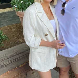 Target Cream Linen Short Suit Set